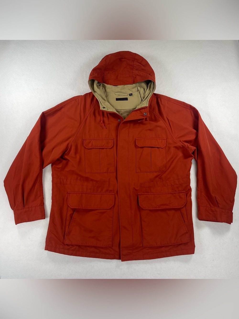 Uniqlo Mountain Parka Jacket Mens 3XL Orange Hooded Field Utility Pockets